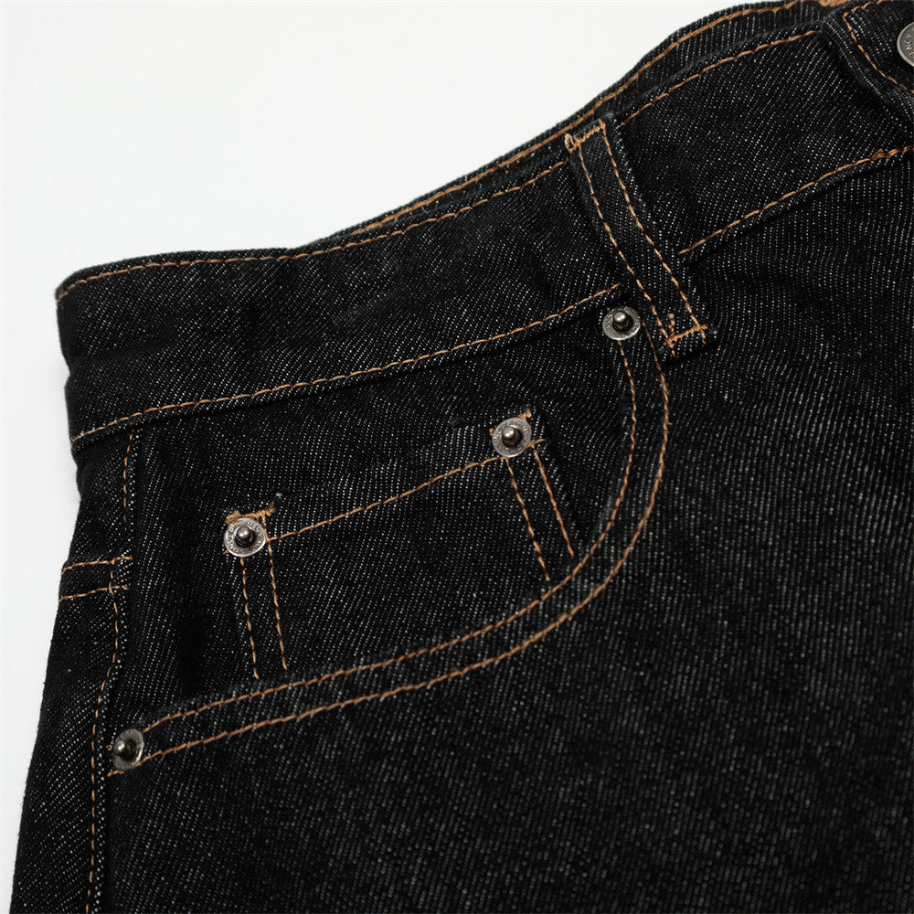 Men's Color Block Turn-up Straight Jeans Shorts - Harajuku Style