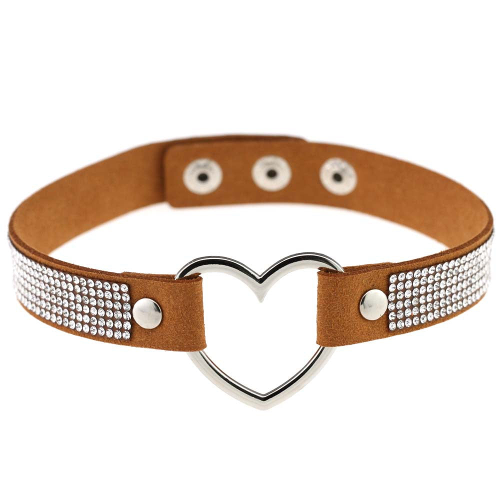 Harajuku Soft Girl Rhinestone Heart Collar Necklace