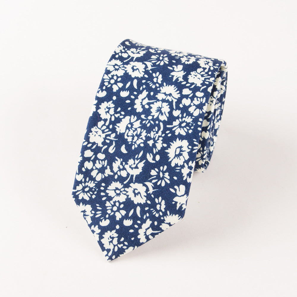 Men's Cotton Floral Print Wedding Tie