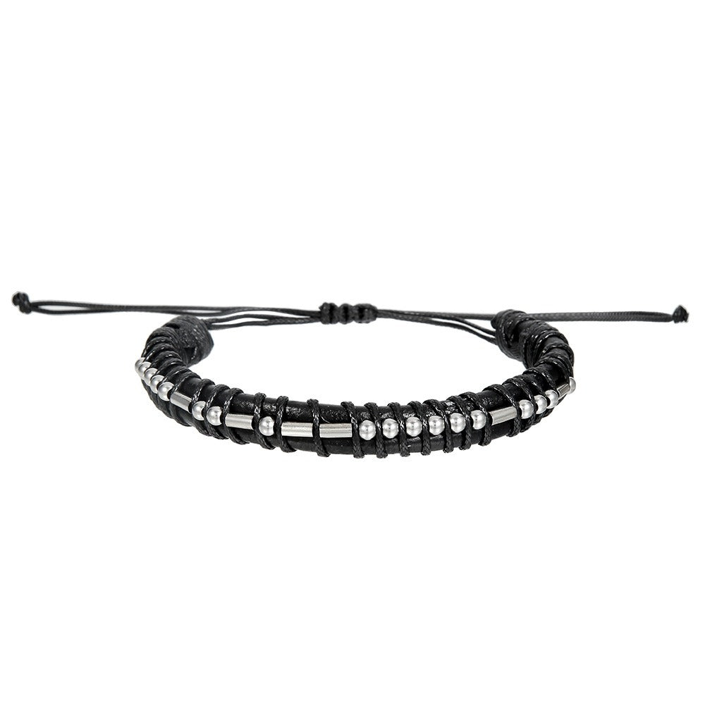 Harajuku Style Leather & Stainless Steel Alphanumeric Couple Bracelet