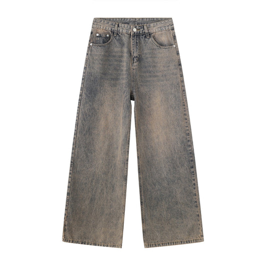 Retro Loose Wide-Leg Denim Trousers - Harajuku Style
