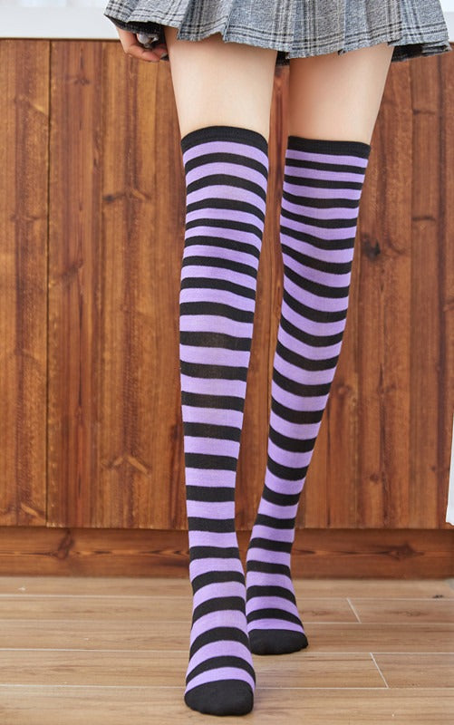 Trendy Striped Thigh High Socks