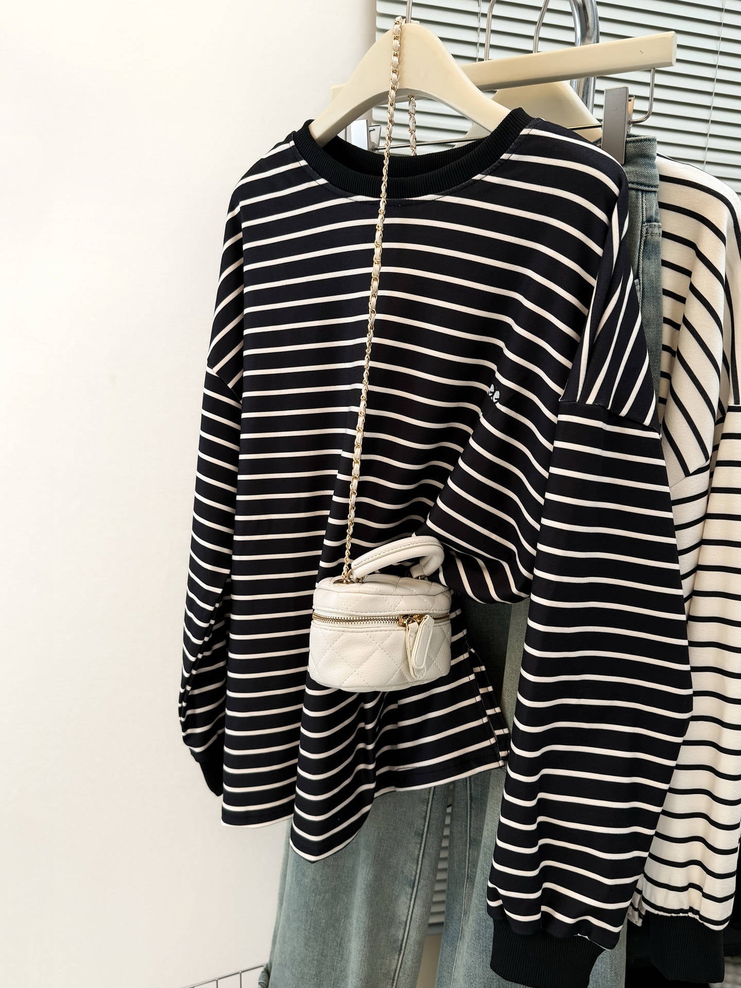 Chic Casual Striped Long Sleeve Warm Loose Fit Top for Women