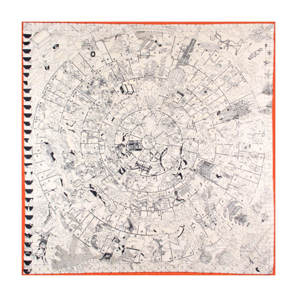 Playful Handmade Curled Scarf - 90cm Twill Silk Square