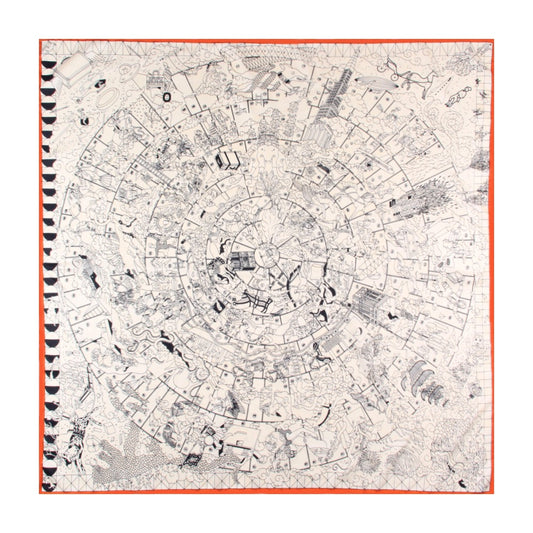 Playful Handmade Curled Scarf - 90cm Twill Silk Square