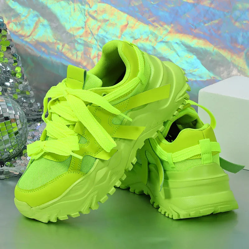 Spring Green Breathable Casual Sneakers for Harajuku Style