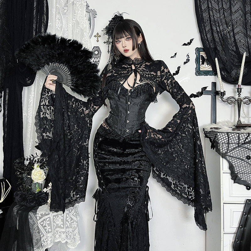 Versatile Dark Lace Sexy Street Cape