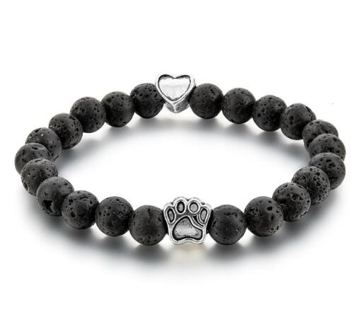 Harajuku Style Natural Stone Mala Bead Dog Paw Bracelet