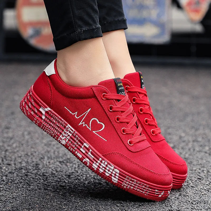 Harajuku Style Round Toe Lace Up Platform Sneakers