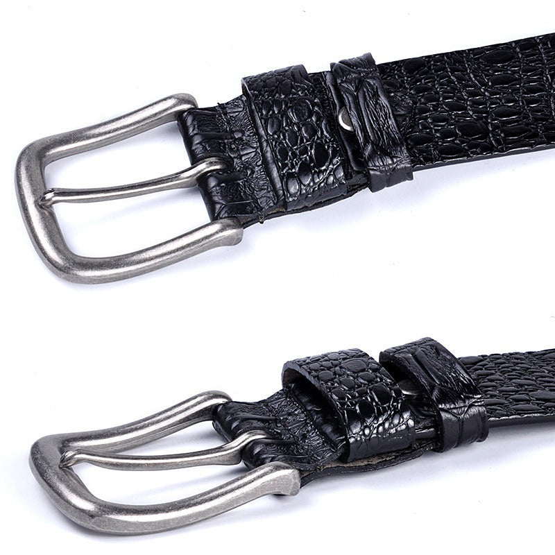 Men's Genuine Leather Crocodile Pattern Retro Belt