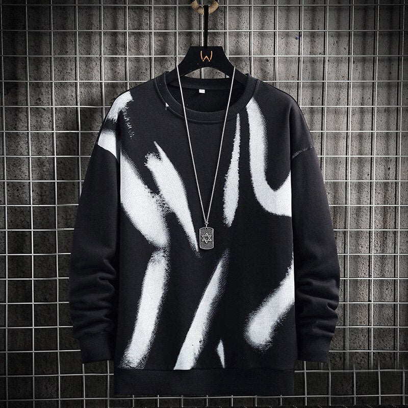 Harajuku Street Style Print Sweatshirt for Men