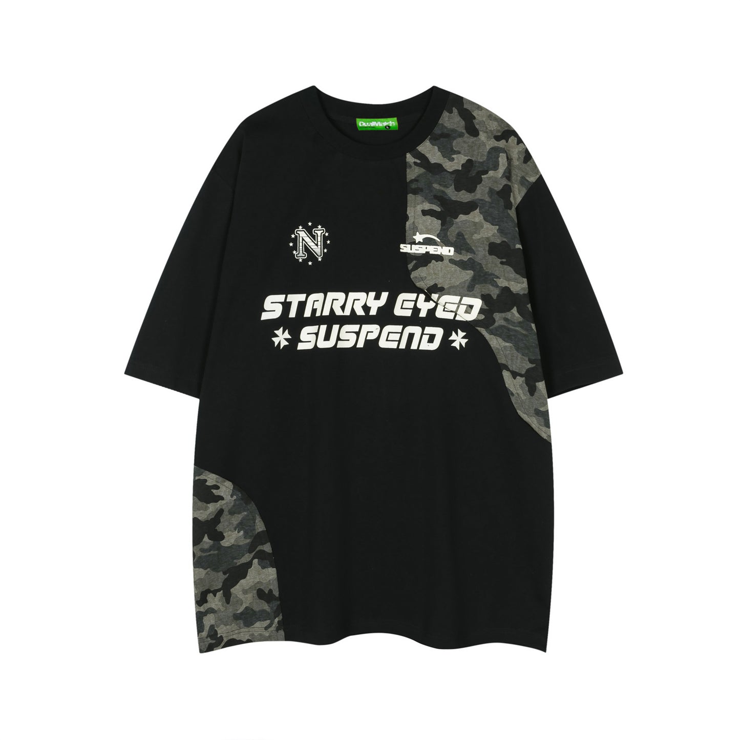 Retro Spliced Camouflage T-Shirt for Men and Women