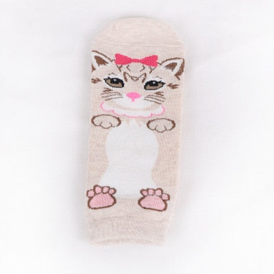 Kawaii Cartoon Cat & Dog Women’s Short Socks