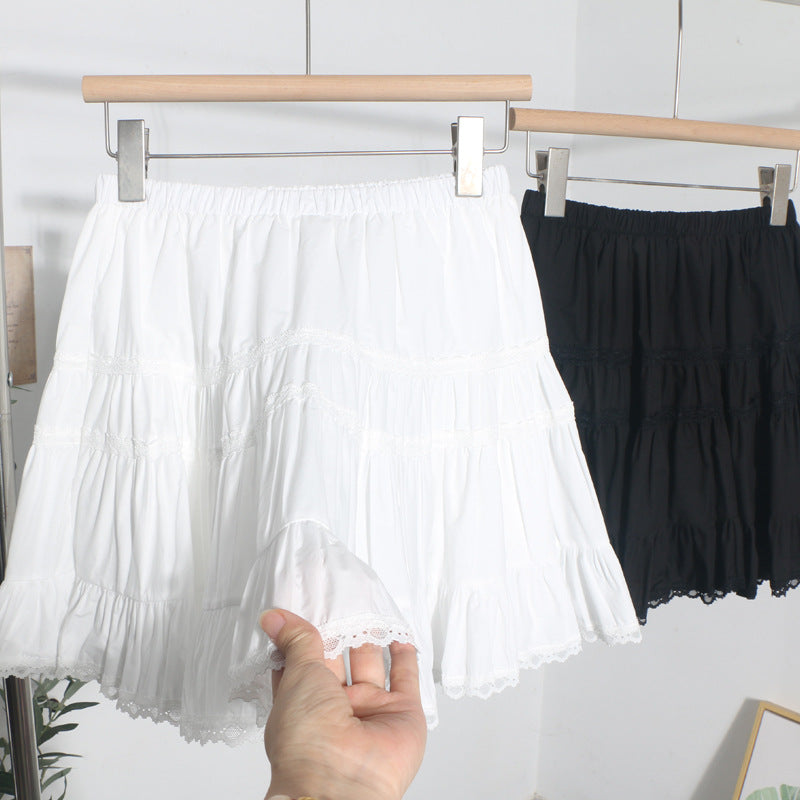 High-Waisted Half-Length Skirt with Versatile Lace and Fluffy Design for Women