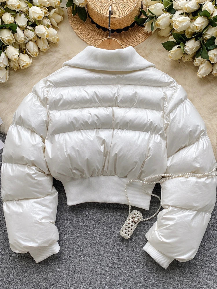 Playful Brown Winter Crop Coat for Women