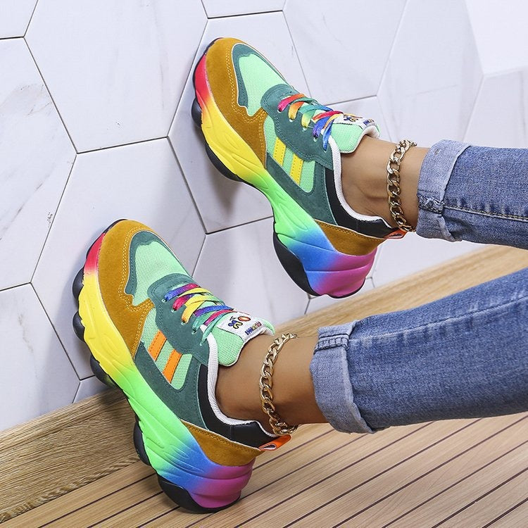 Colorful Hip Hop Dads Shoes - Rainbow Casual Sports Footwear