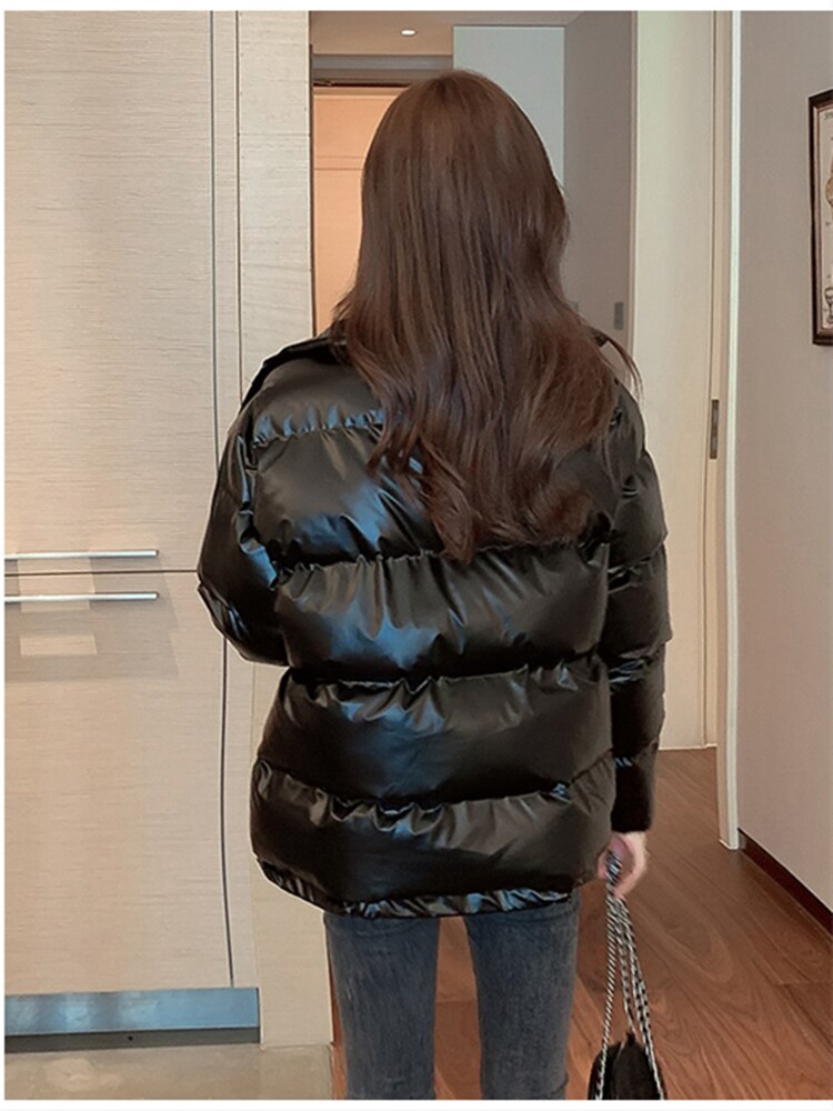Loose Fit Denim Stitching Down Jacket for Women