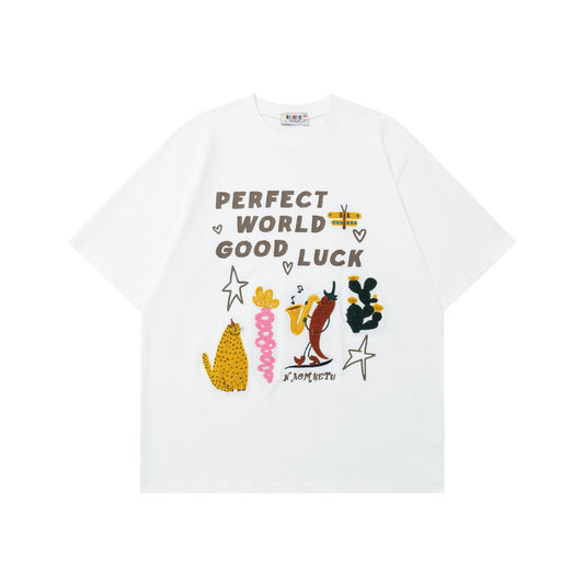 Fun Creative Cartoon Embroidery Short Sleeve T-Shirt