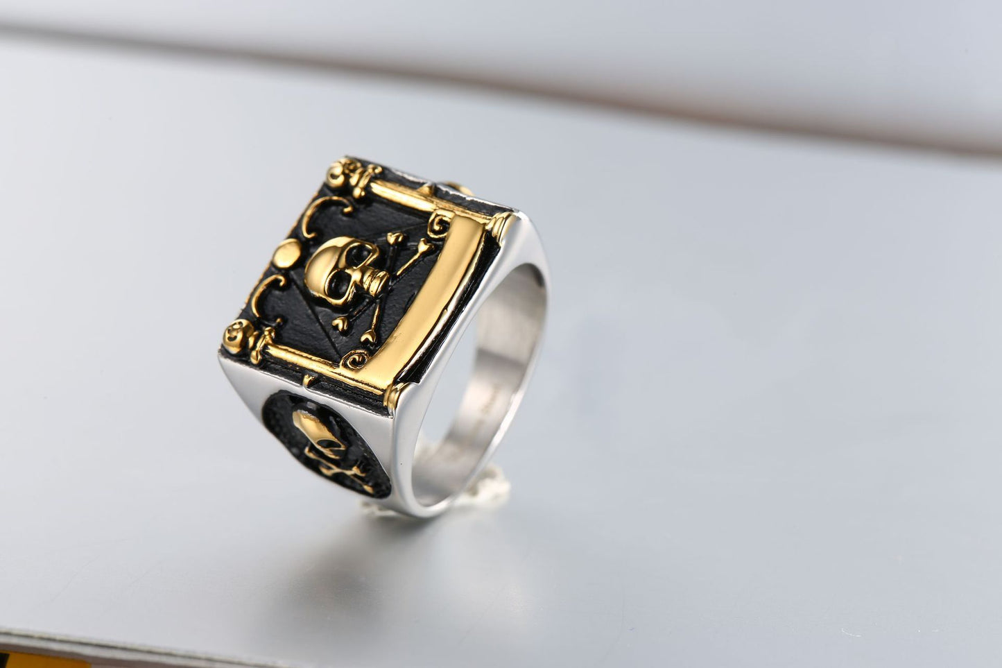 Harajuku Style Silver Plated Skull Ring for Men