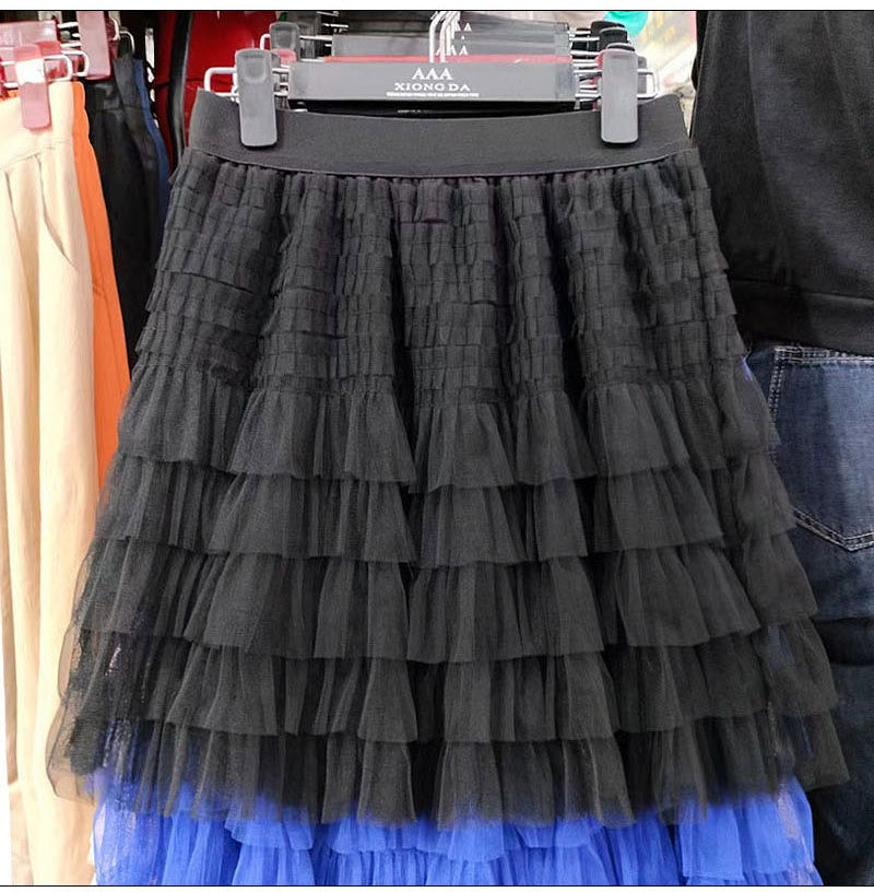 Layered Mesh Skirt for Women - A-Line Fluffy Mini Skirt