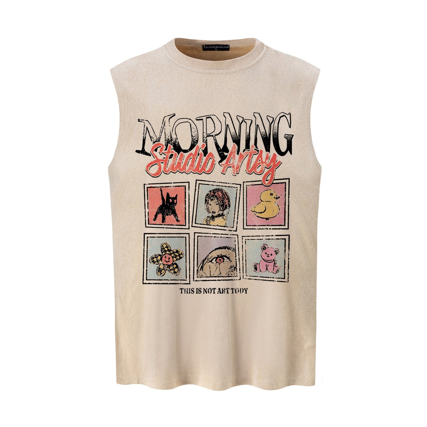 Cartoon Collage Printed Vest — Harajuku Street Style Vest