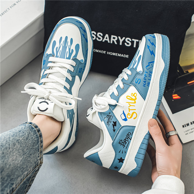 Korean Color Block Low Cut Lace-Up Men’s Casual Shoes