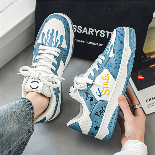 Korean Color Block Low Cut Lace-Up Men’s Casual Shoes