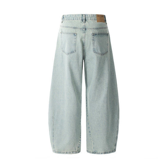Retro Distressed Wide-Leg Denim Pants