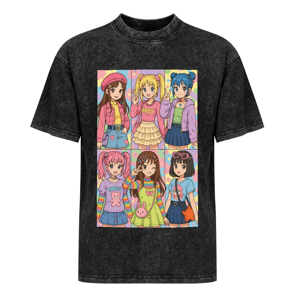 Harajuku Kawaii Fashion Y2K Vintage Off-Shoulder Tee