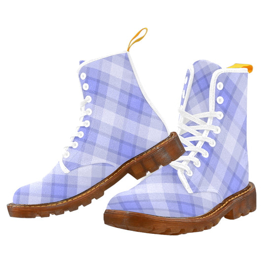 Light Blue Women's Lace Up Canvas Boots