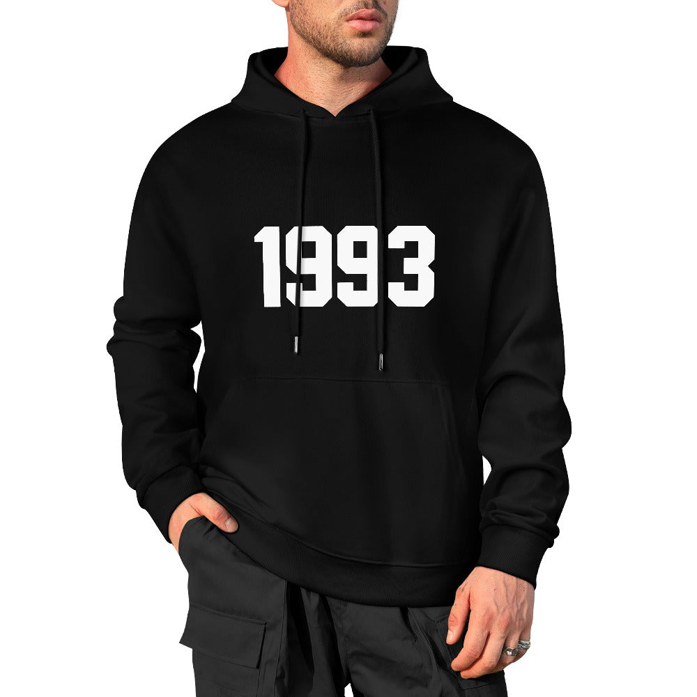 1993 Year Logo Pure Cotton Hoodie - Black
