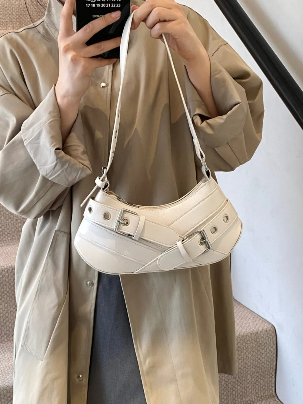 Leather Buckle Shoulder Bag