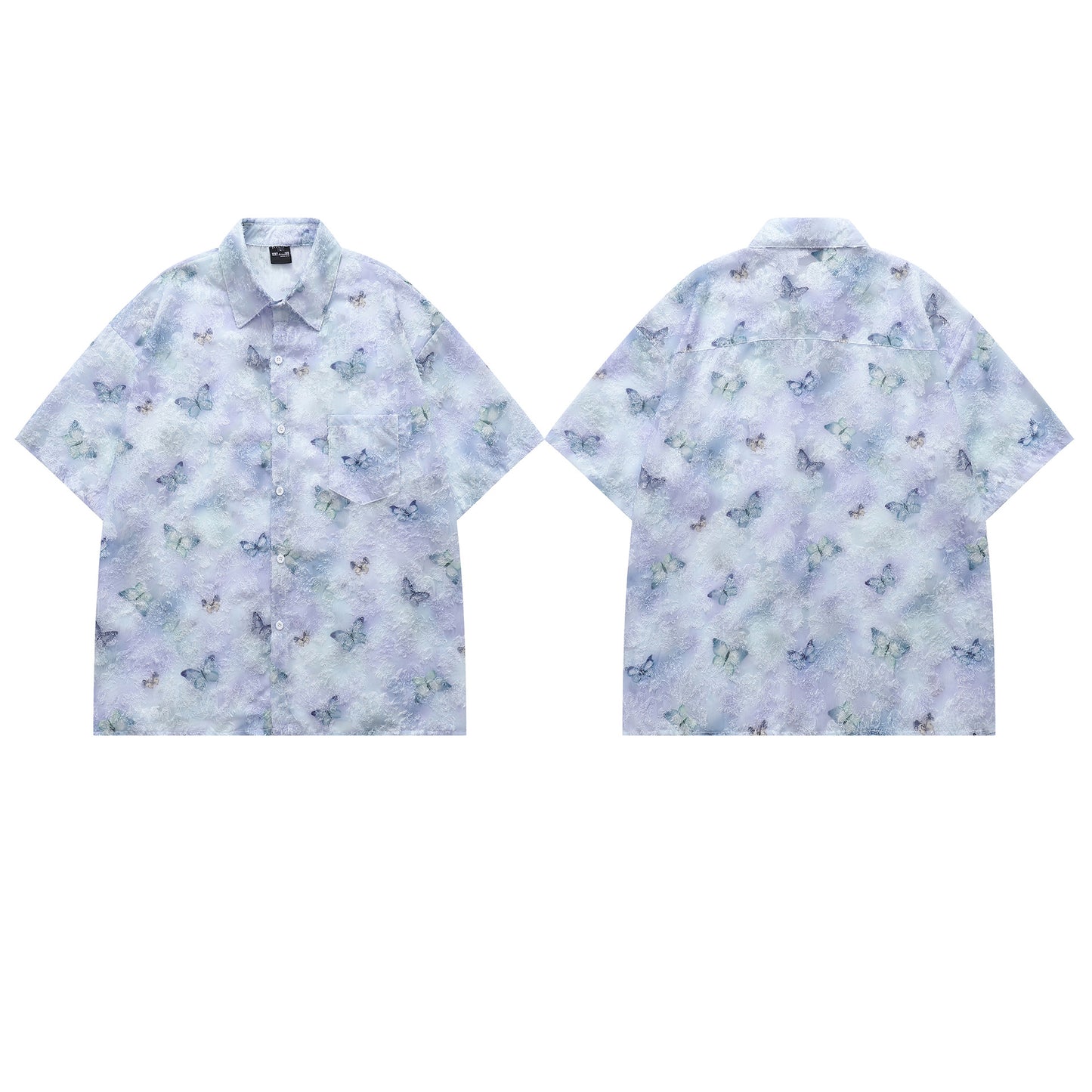 Retro Butterfly Jacquard Short Sleeve Shirt