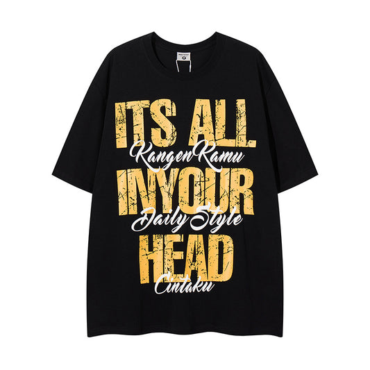 Retro Distressed Letter Print Oversized T-Shirt