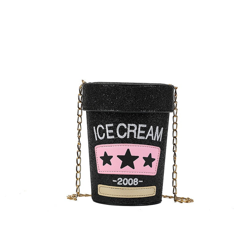 Playful Ice Cream Carton Sequin Crossbody Bag