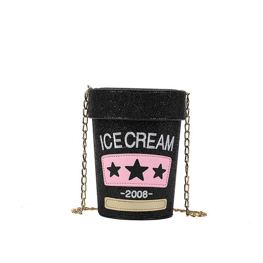 Playful Ice Cream Carton Sequin Crossbody Bag