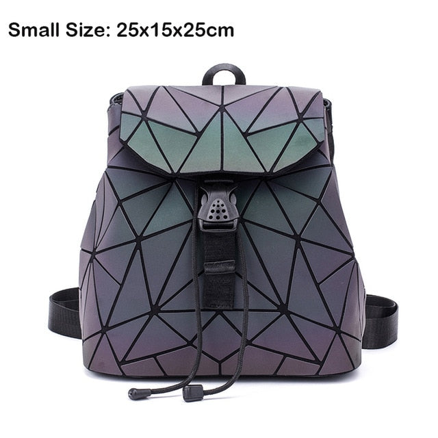 Luminous Geometric Plaid Sequin Backpack for Women
