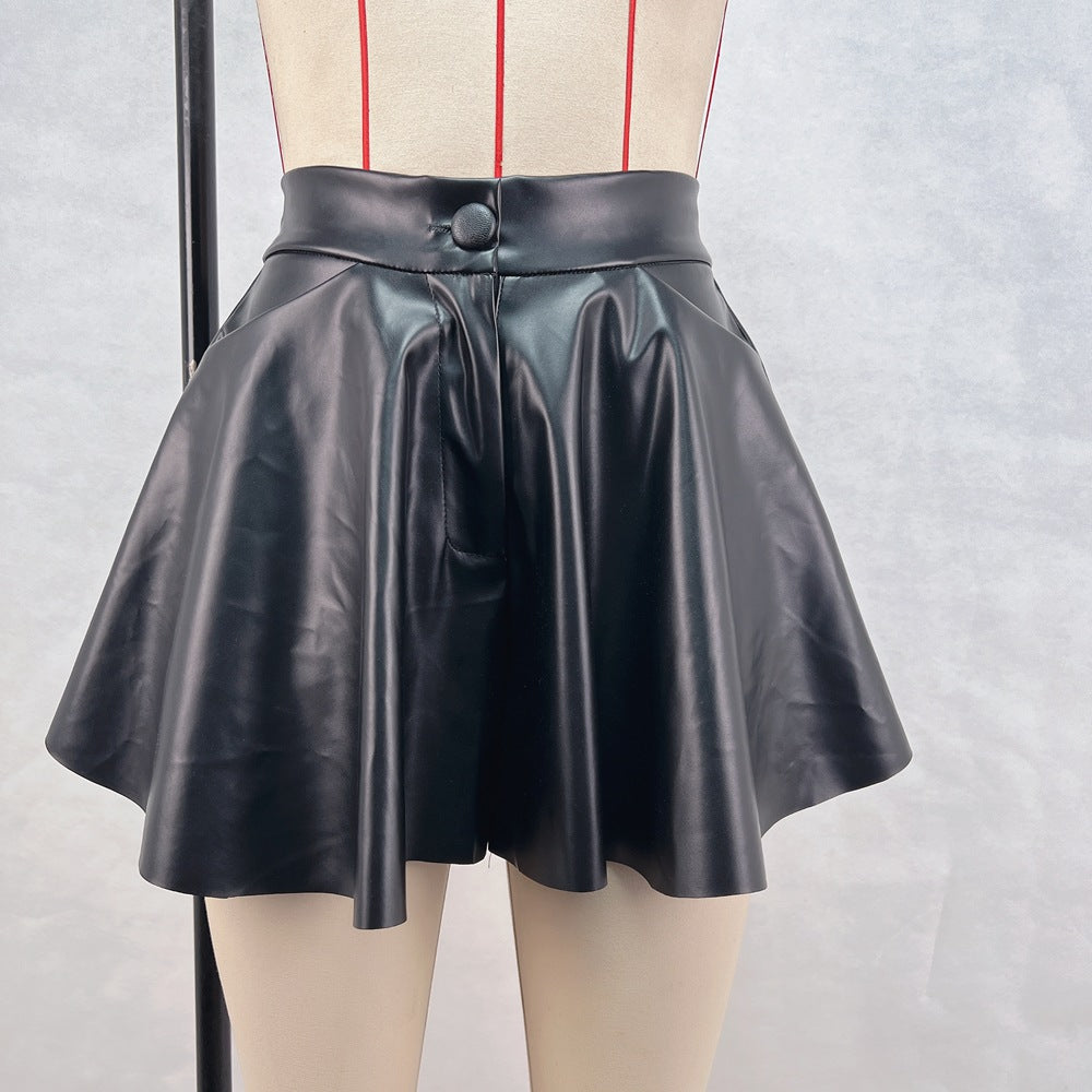 Harajuku High Waisted Faux Leather Hot Pants
