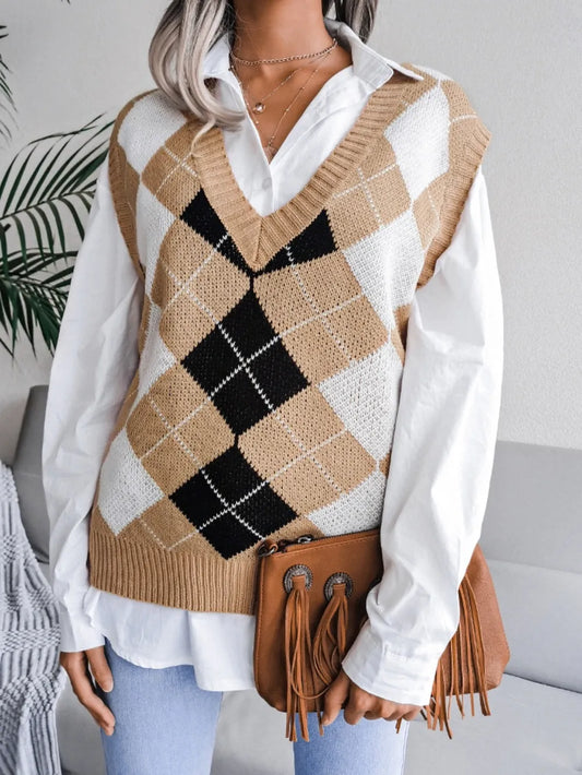 Harajuku Plaid V-Neck Sweater Vest