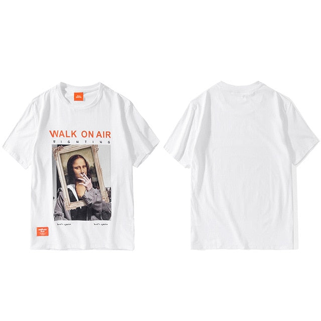 Funny Smoking Mona Lisa T-Shirt - Harajuku Style Cotton Tee