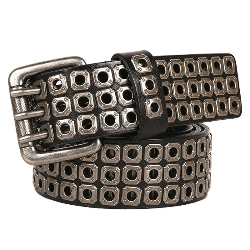 Harajuku Style Cowhide Rivet Belt for Women