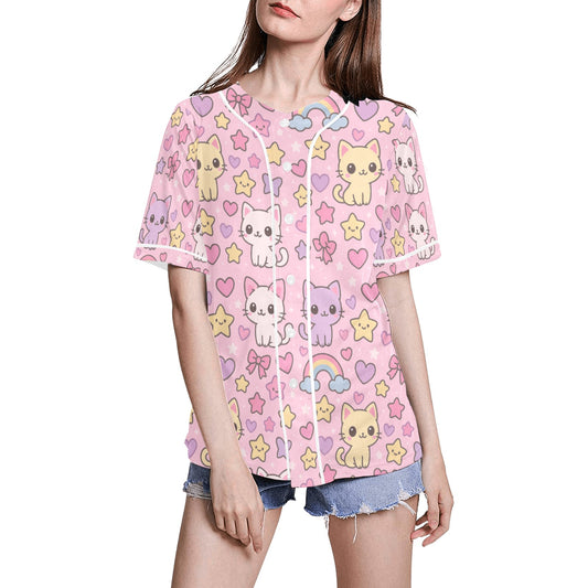 Harajuku Kawaii Cats Rainbows Stars Women's Jersey