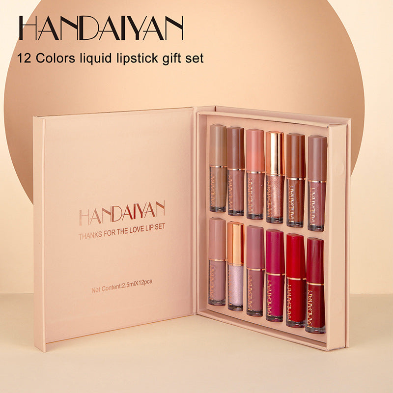 12-Color Harajuku Lip Gloss Set - Matte & Pearlescent
