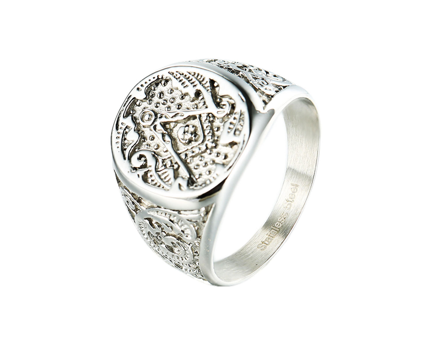 Punk Geometric Round Head Stainless Steel Ring
