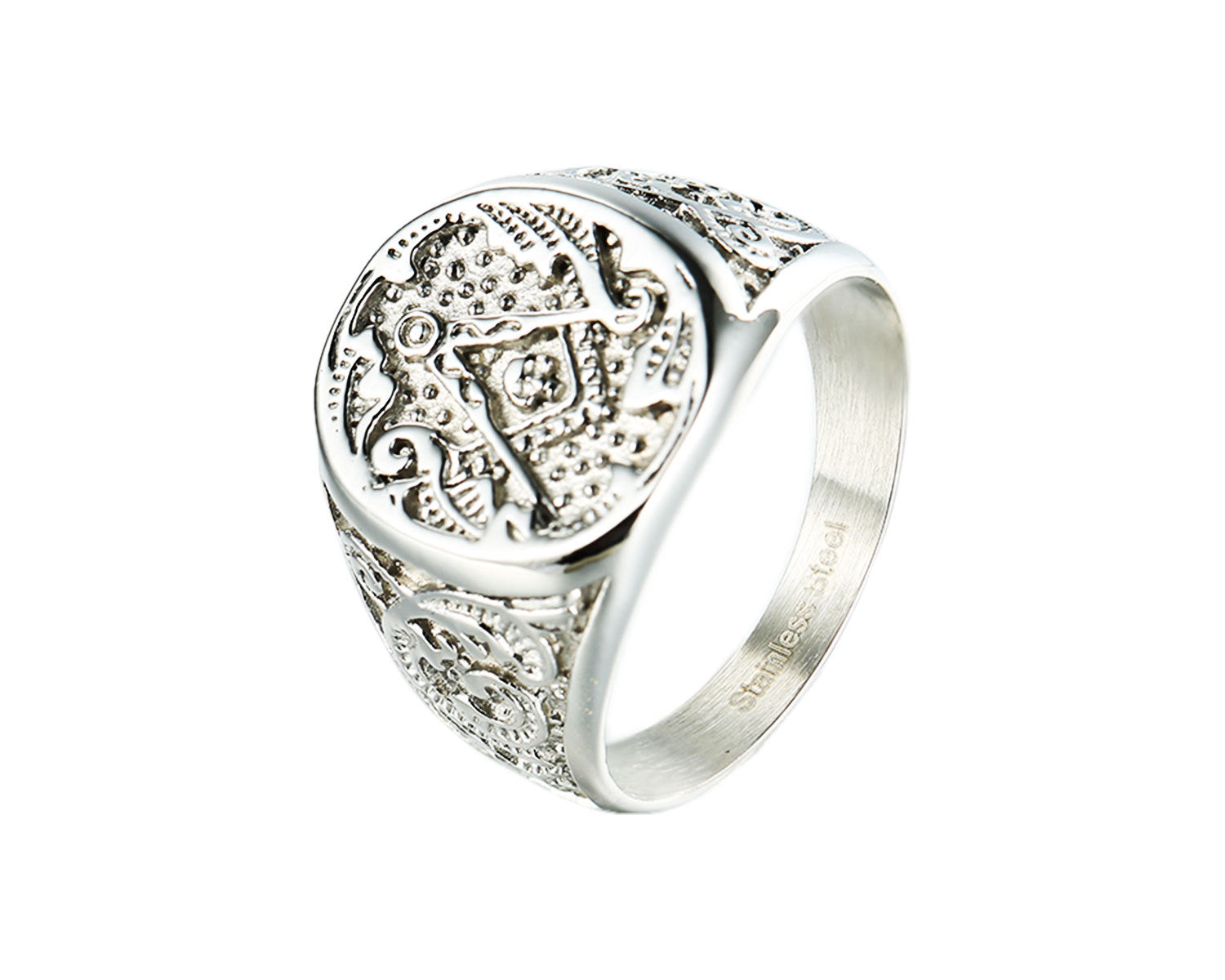 Punk Geometric Round Head Stainless Steel Ring