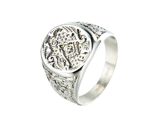 Punk Geometric Round Head Stainless Steel Ring