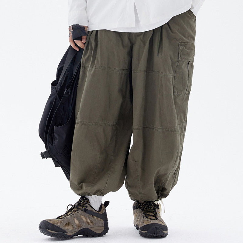 Men's Loose Cuffed Harem Pants - Street Style & Multi-Pockets
