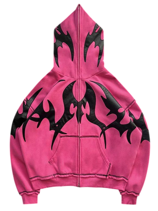 Gothic Printed Zipper Hoodie