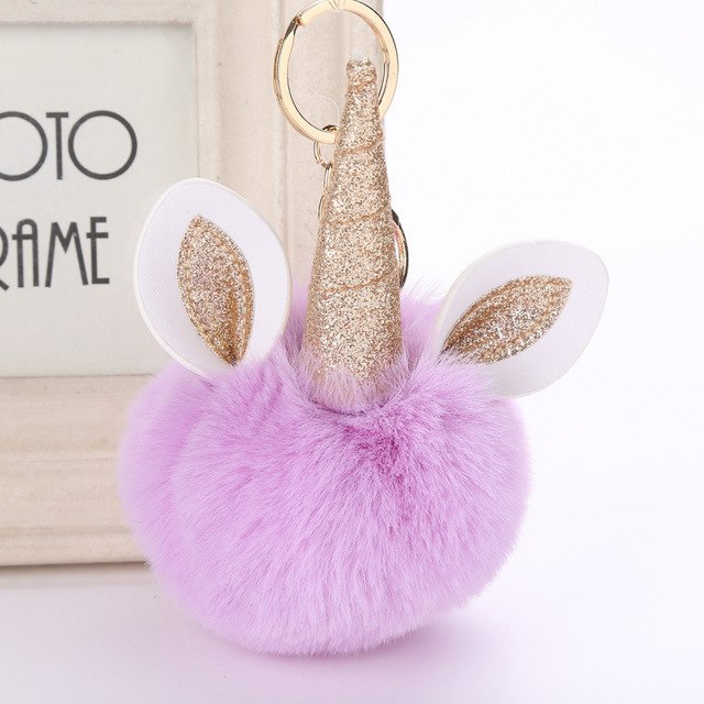 Unicorn PomPom Keychain