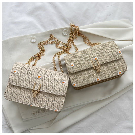 Korean Lace Flower Woven Summer Bag - Versatile Chain Messenger